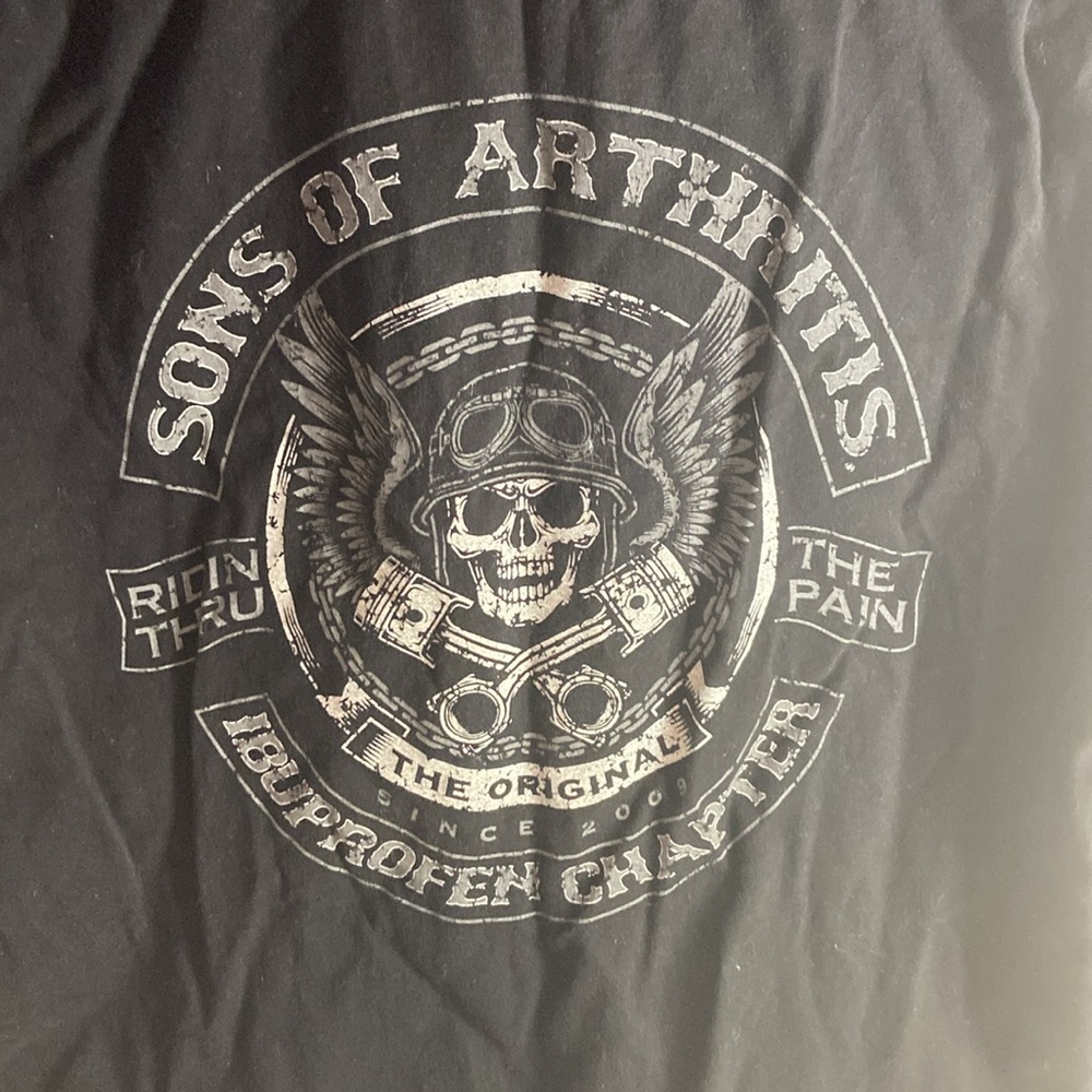 EUC Sons Of Arthritis  cut off sleeves denim black shirt - Picture 5 of 6